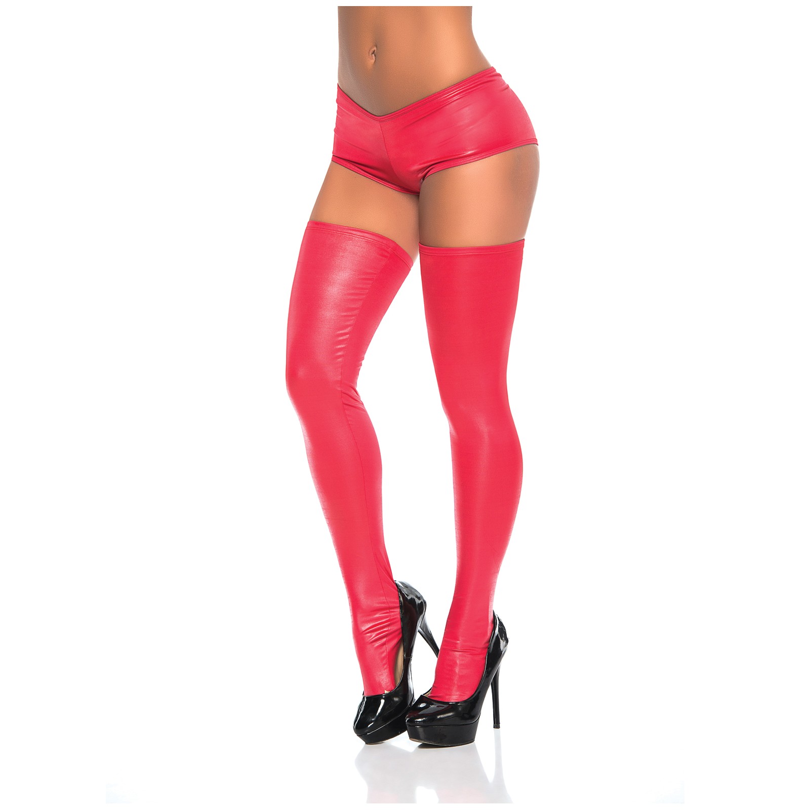 Daring Wet Look Thigh Highs for Bold Fashion