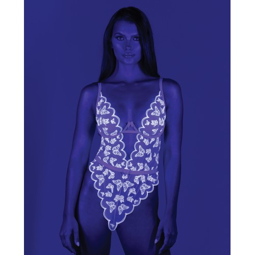 Teddy Bordado Mariposa Brillante Lavanda Blanca XL