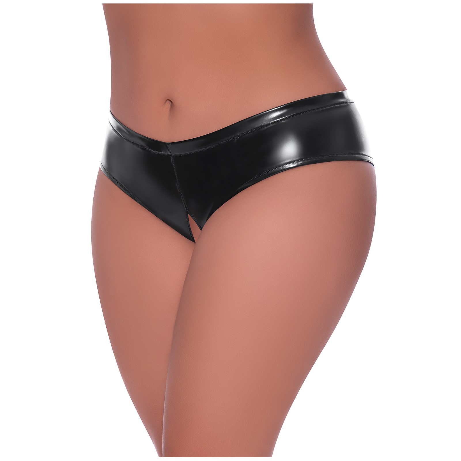 Shorts de Chico con Crotch Abierto - Negro Talla Única