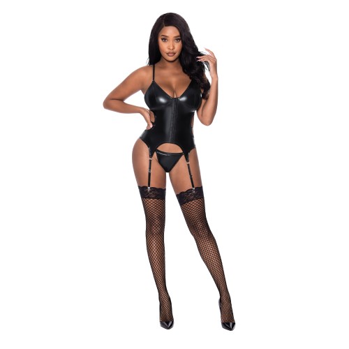 Club Candy Basque & Cheeky Panty Set - Black S/M