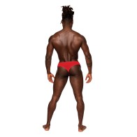 Tanga Abierto de Encaje Sassy Rojo S/M