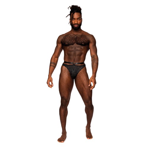 Rude Awakening Mesh Strap Thong Black L/XL - Male Power