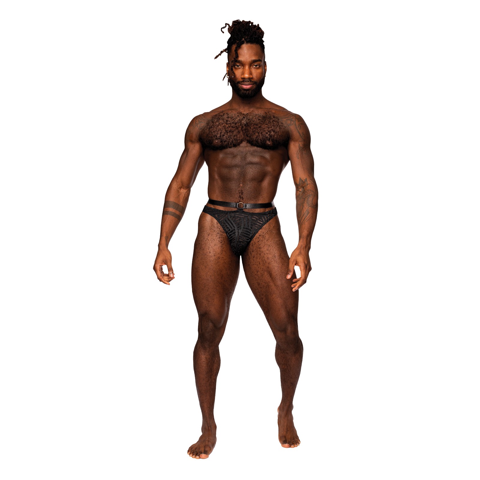 Rude Awakening Mesh Strap Thong Black L/XL - Male Power