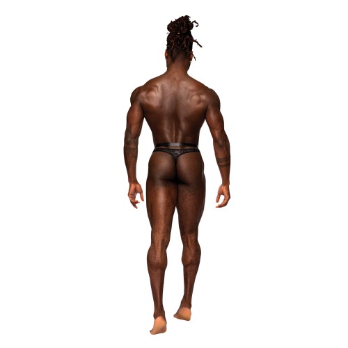 Rude Awakening Mesh Strap Thong Black L/XL - Male Power