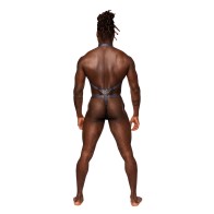 Thong con Arnés de Hombro Snaked Negro/Azul