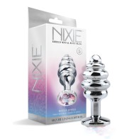 Nixie Ribbed Metal Rainbow Jeweled Butt Plug - Small