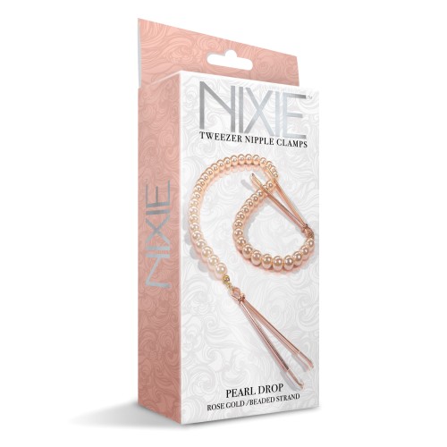 Nixie Pearl Drop Tweezer Nipple Clamps Rose Gold