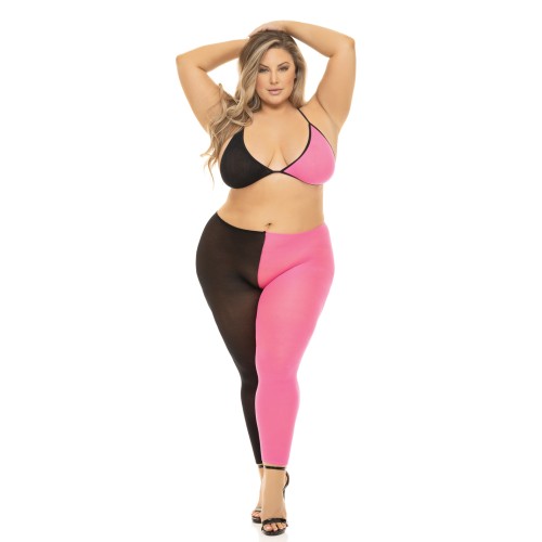 Pink Lipstick Block You Out Bra Legging Black/Pink