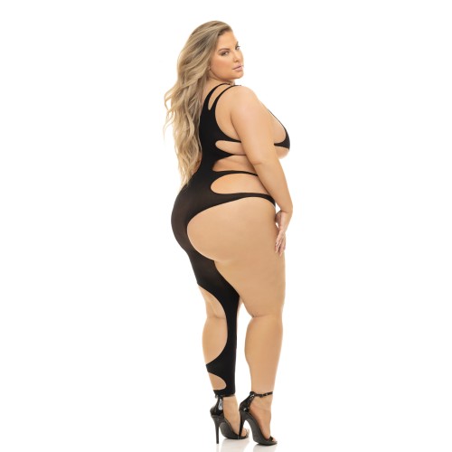 Bodystocking Cut Out Pink Lipstick Show You How Negro QN