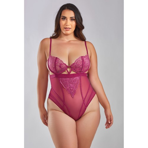 Quinn Cross Dyed Lace Teddy Wine 1X