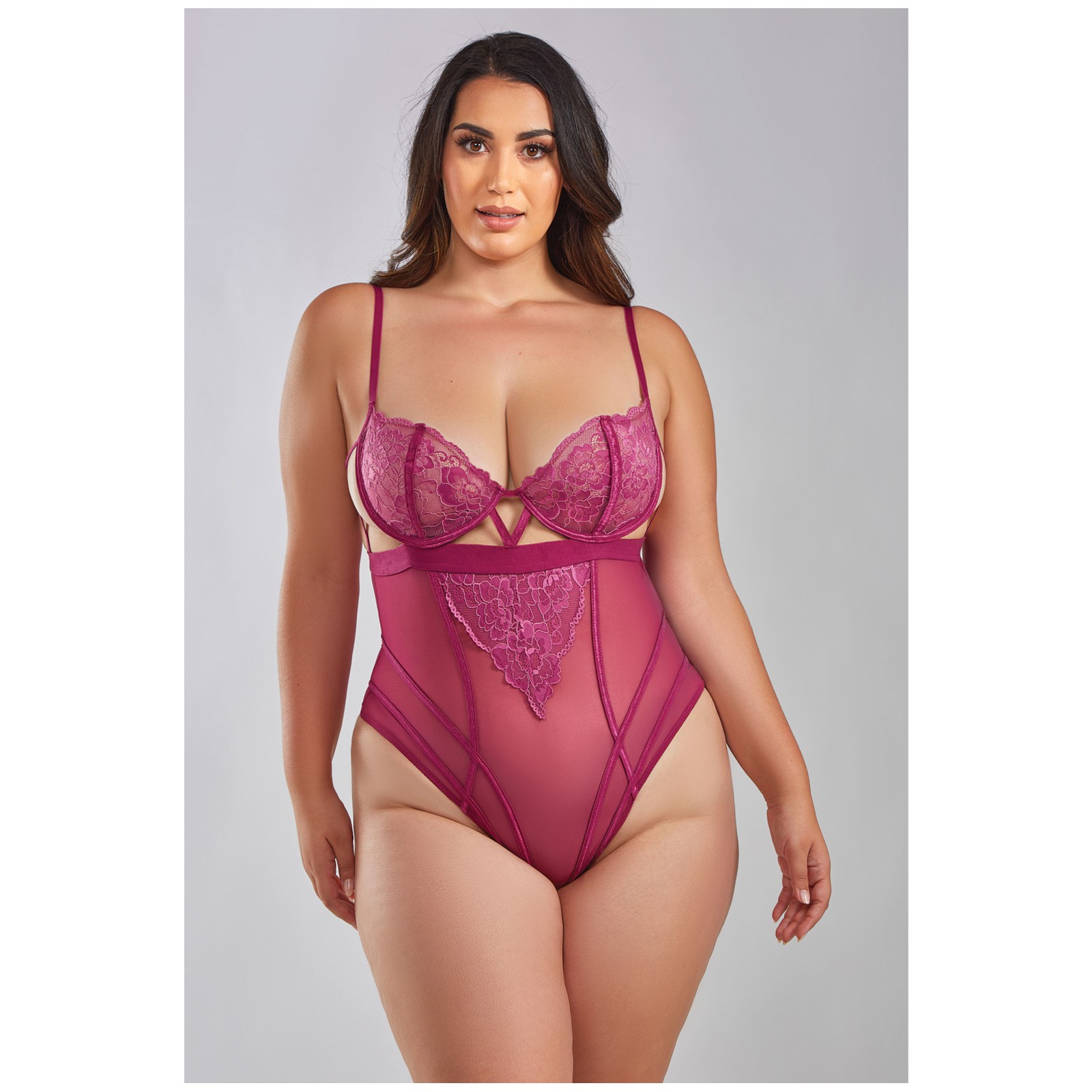 Quinn Cross Dyed Lace Teddy Wine 1X