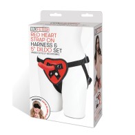 Lux Fetish 5" Dildo with Red Heart Strap-On Harness Set