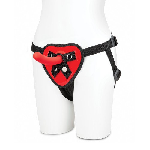 Lux Fetish 5" Dildo with Red Heart Strap-On Harness Set