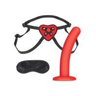 Lux Fetish 5" Dildo with Red Heart Strap-On Harness Set