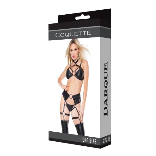 Darque Strappy Halter Top & Crotchless Garter Panty