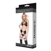 Darque Strappy Halter Top & Crotchless Garter Panty