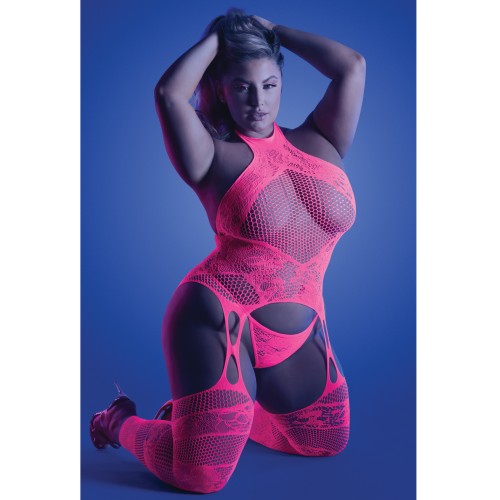 Set Bodystocking Halter Glow y G-String