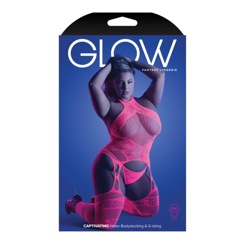 Glow Halter Bodystocking & G-String Set