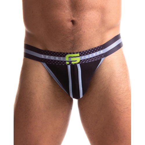 Jock Jersey Sport Fucker Negro/Negro para Estilo Audaz