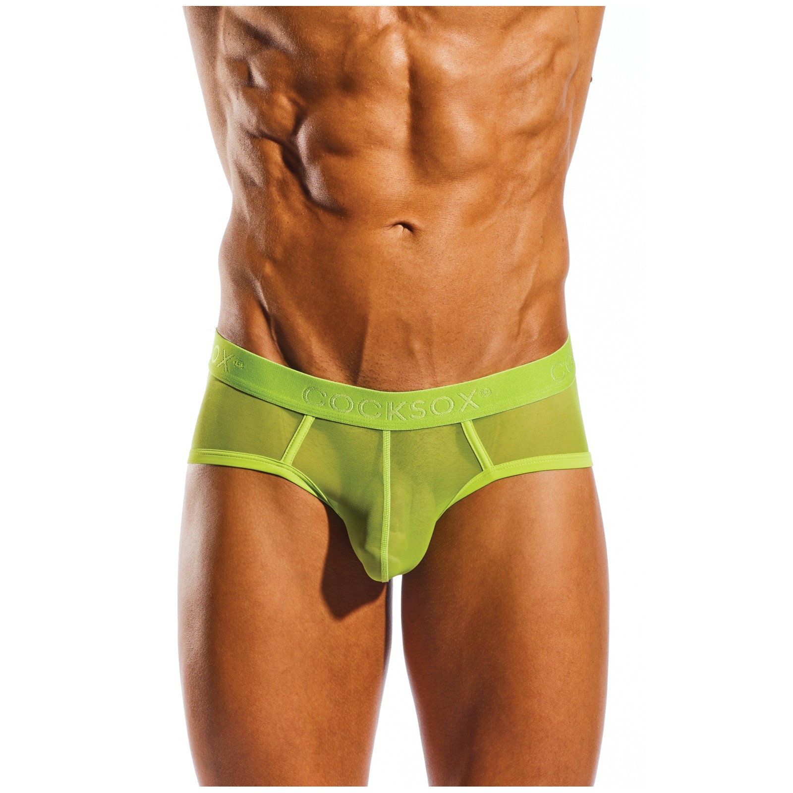 Cocksox Citrus Green Mesh Sports Brief with Contour Pouch