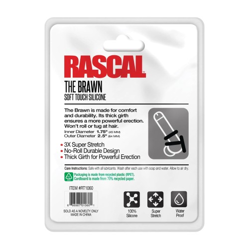 Rascal The Brawn Black Silicone Cock Ring for Enhanced Erection