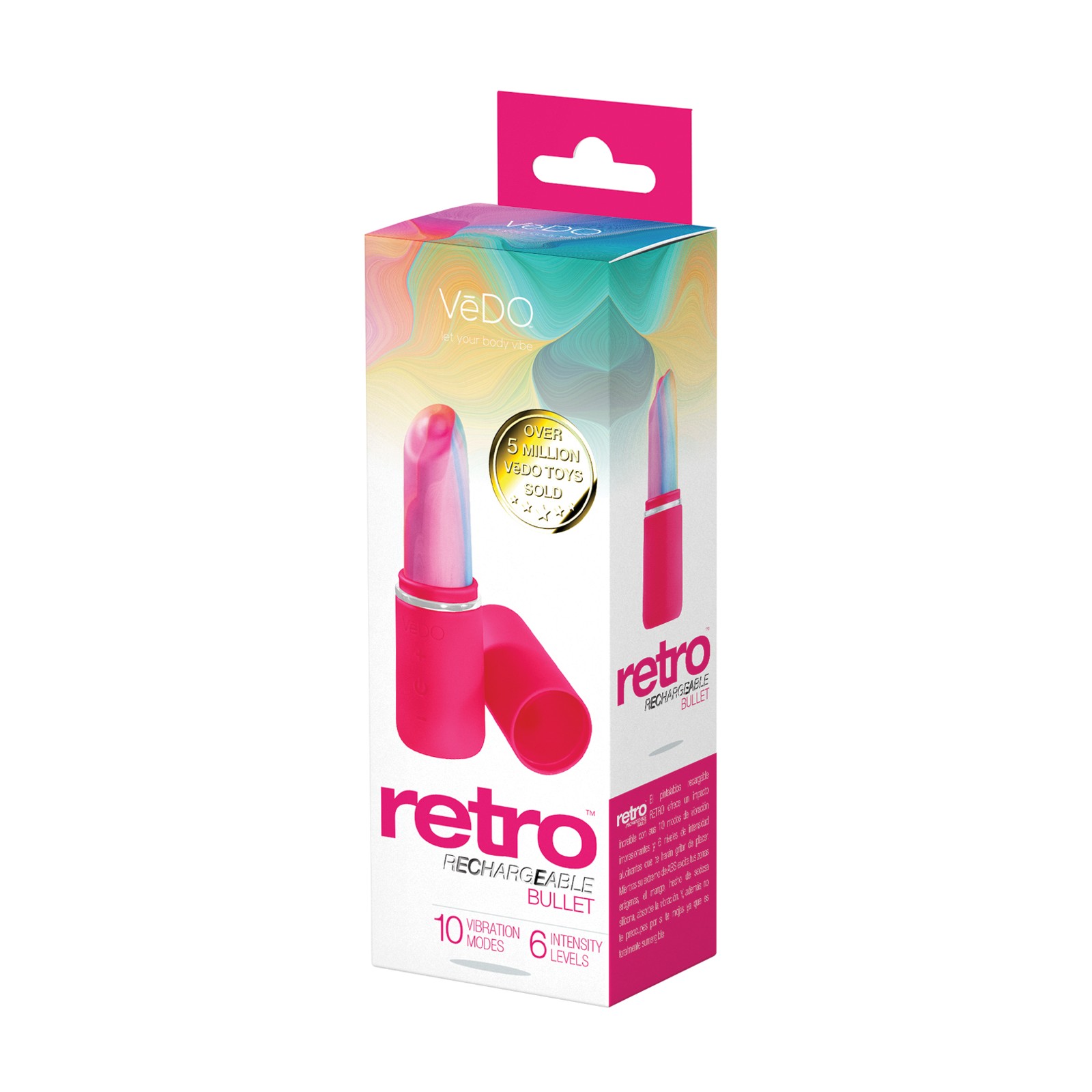 VeDO Retro Vibrador Recargable Barra de Labios Rosa