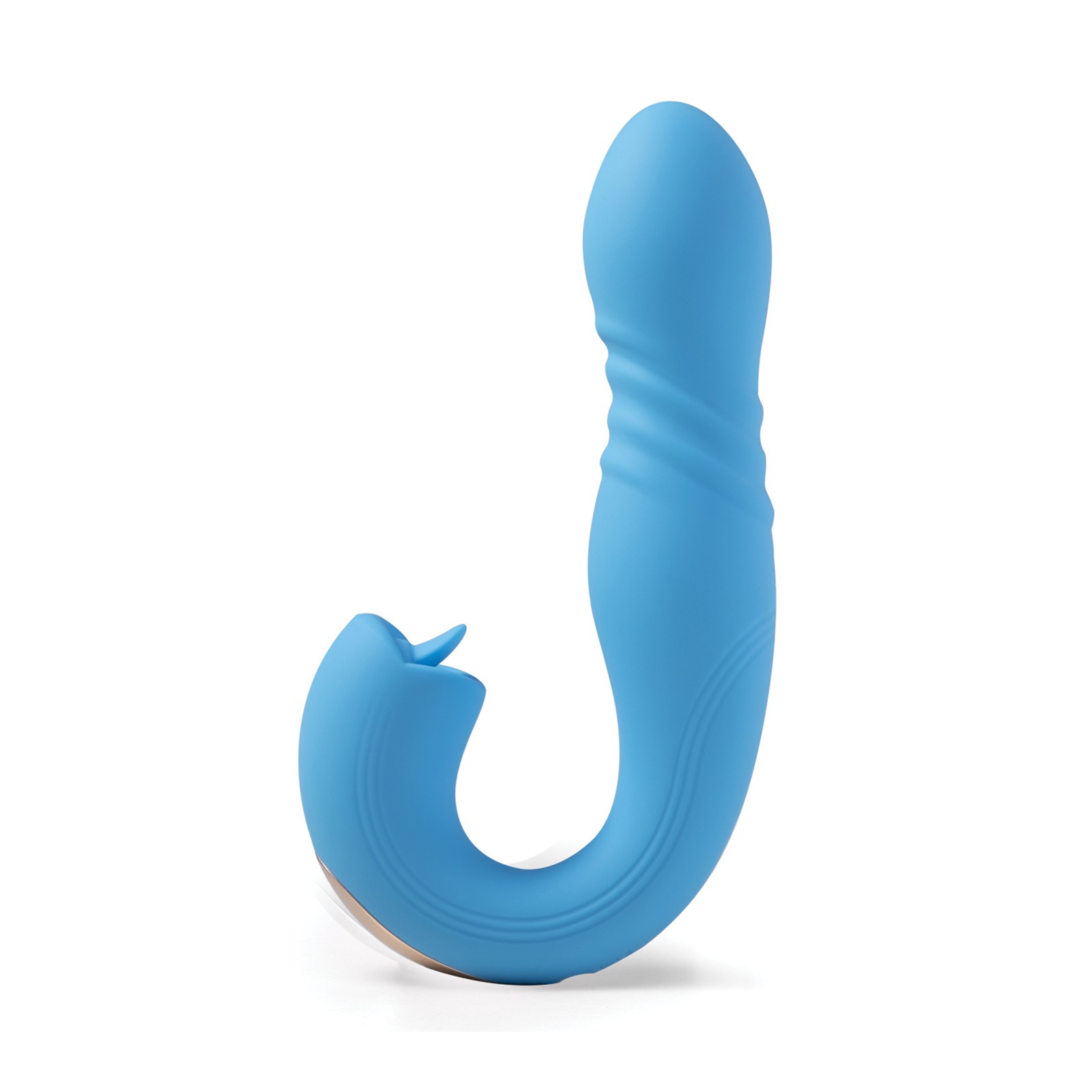 Joi App Controlled Thrusting Vibrator and Clit Licker Blue