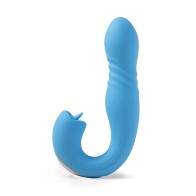 Joi App Controlled Thrusting Vibrator and Clit Licker Blue