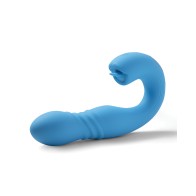 Joi App Controlled Thrusting Vibrator and Clit Licker Blue