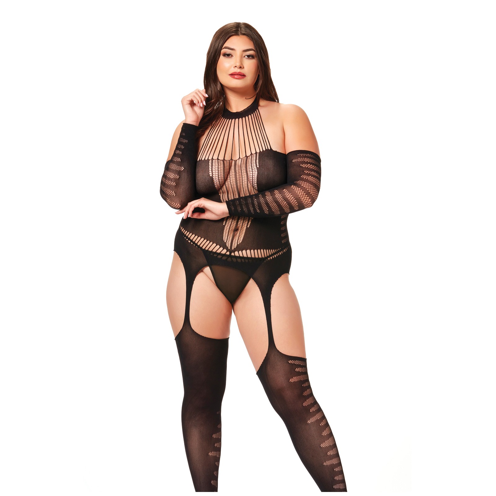 Halter Body Stocking Jumpsuit Black QN